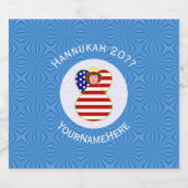 米国エンジェル赤毛ハヌカーパーソナライズされた国旗 スパークリングワインラベル (シングルラベル)