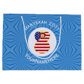 米国エンジェル赤毛ハヌカーパーソナライズされた国旗 ラージペーパーバッグ (裏面)