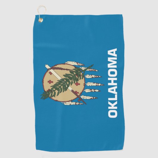米国オクラホマ州旗を持つゴルフタオル ゴルフタオル (正面)
