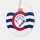 米国オハイオ州シンシナティ州旗を持つオーナメント セラミックオーナメント (左)