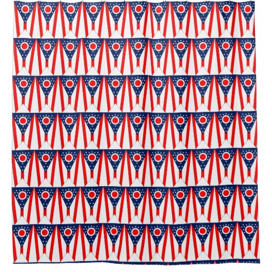 米国オハイオ州旗のあるシャワー州 シャワーカーテン (正面)