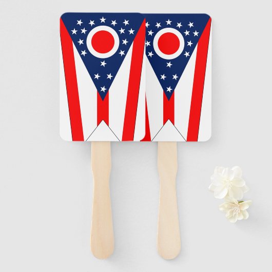 米国オハイオ州旗を持つハンドファンのセット州 ハンドファン (正面&裏面)