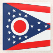 米国オハイオ州旗を持つ州コースター ガラスコースター (正面)