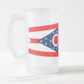 米国オハイオ州旗を持つ曇りガラスのマグカップ フロストグラスビールジョッキ (左)