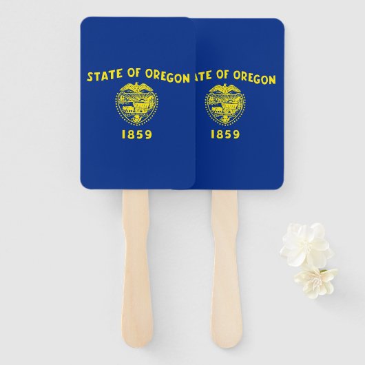 米国オレゴン州オレゴン州州旗を持つハンドファンのセット ハンドファン (正面&裏面)