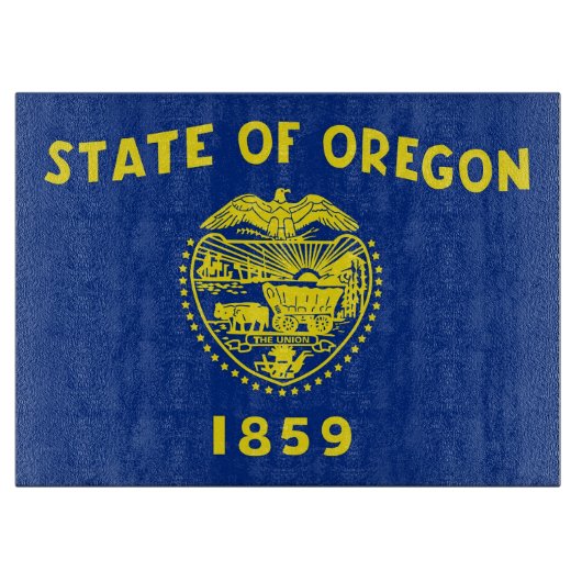 米国オレゴン州旗を持つガラス製のカッティングボード カッティングボード (正面)
