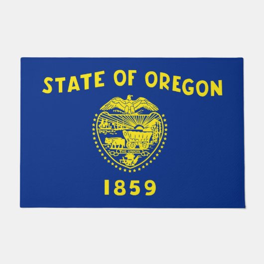 米国オレゴン州旗を持つドア州 ドアマット (正面)
