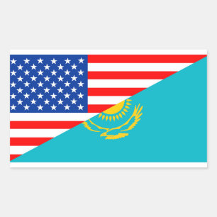 米国カザフスタンの国の半分の旗アメリカの記号 長方形シール