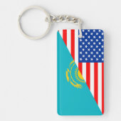 米国カザフスタン国半旗アメリカのシンボル キーホルダー (正面)