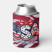 米国カスタムプリント-レトロ愛国的アメリカ国旗 缶クーラー (缶正面)