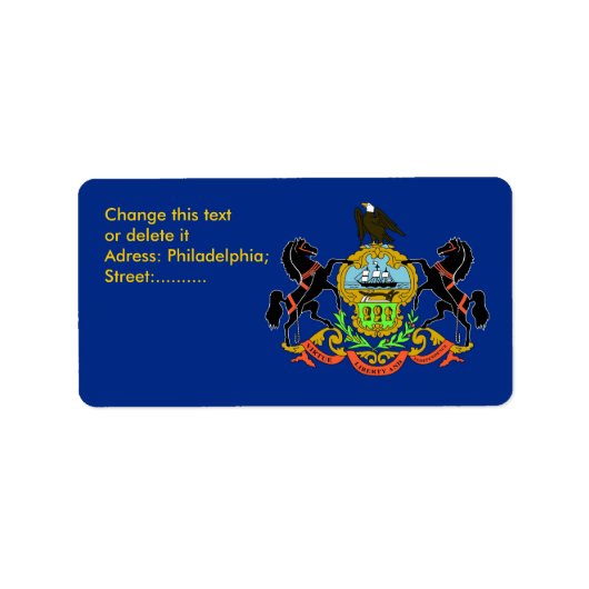 米国カスタムペンシルバニア州旗の付いたラベル ラベル (正面)