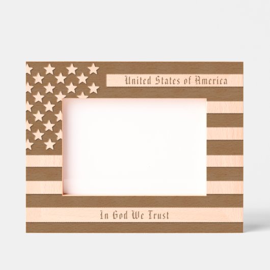 米国カスタムモットー州旗 レーザー彫刻フレーム (正面)