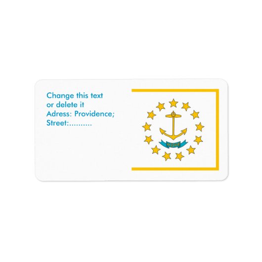 米国カスタムロードアイランド州旗とラベル ラベル (正面)