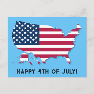 米国カスタム国旗の赤白青ハッピー7月4日 ポストカード