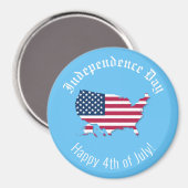 米国カスタム地図国旗の独立記念日ハッピー7月4日 マグネット (正面/裏面)