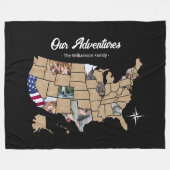 米国カスタム旅行地図フォトブランケット フリースブランケット (正面(横))