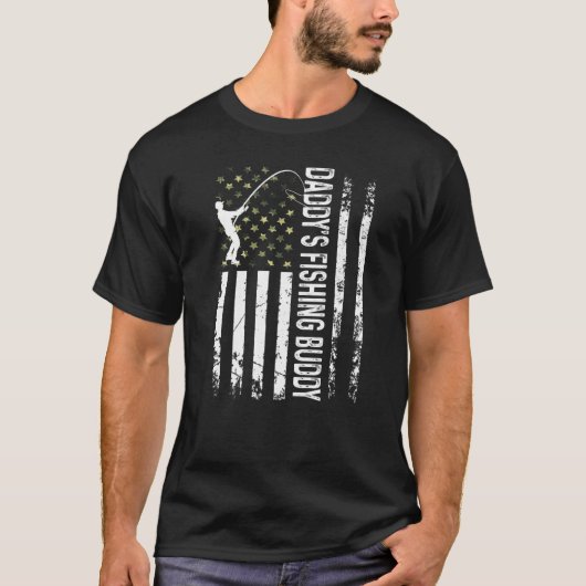 米国カッコいい愛国的なパパの魚釣りバディYoung Fis Tシャツ (正面)