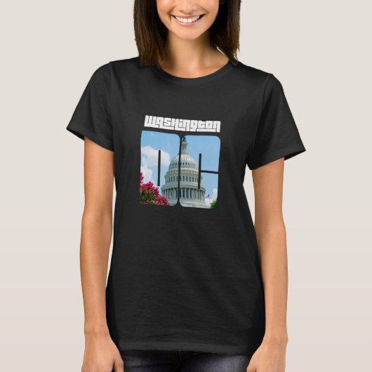 米国カッコいい連邦議会議事堂とワシントンD C Tシャツ (正面)