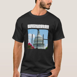米国カッコいい連邦議会議事堂とワシントンD C Tシャツ