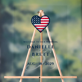 米国カップルハート結婚の歓迎 アクリルサイン