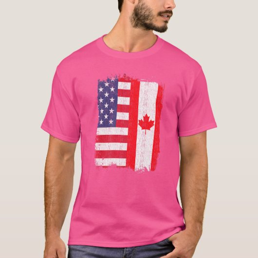 米国カナダ国旗 Tシャツ (正面)