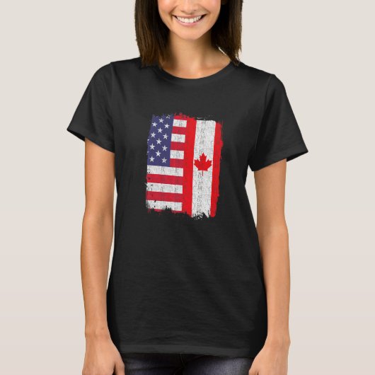 米国カナダ国旗 Tシャツ (正面)