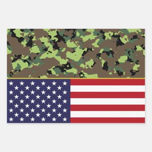 米国カモフラージュ国旗 ラッピングペーパーシート (正面)