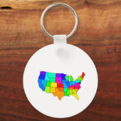 米国カラフルの地図 キーホルダー (正面)