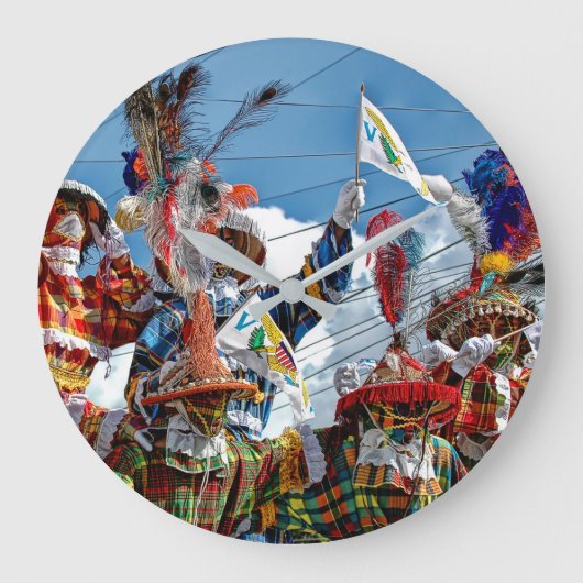 米国カラフルヴァージン諸島モッコジャンビジャンボリー ラウンド壁時計 (正面)