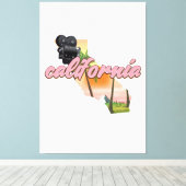 米国カリフォルニア地図ポスター キャンバスプリント (インサイチュ (ウッドフロア))