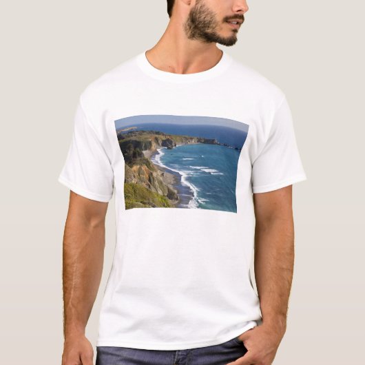 米国カリフォルニア州のビッグスール海岸線 Tシャツ (正面)