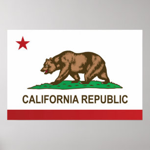 米国カリフォルニア州の州旗 ポスター