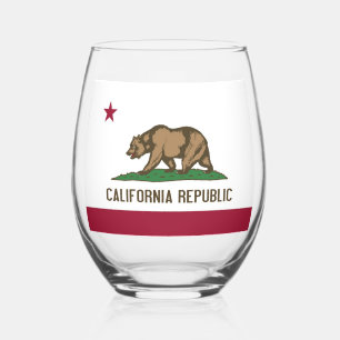米国カリフォルニア州旗を持つワイングラス ステムなしワイングラス