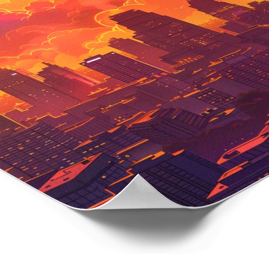 米国カンザスシティーの美しい夕日 ポスター (角)