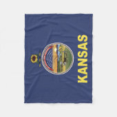 米国カンザス州国旗 フリースブランケット (正面)