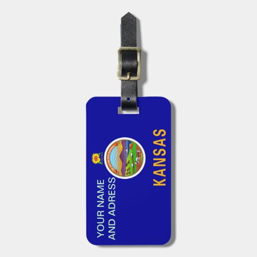 米国カンザス州旗と荷物タグ ラゲッジタグ (正面縦)