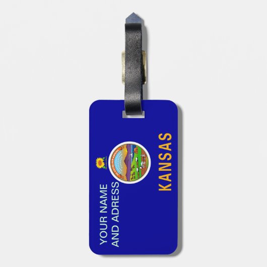 米国カンザス州旗と荷物タグ ラゲッジタグ (裏面縦)
