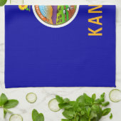 米国カンザス州旗の付いたキッチンタオル キッチンタオル (折り畳み)