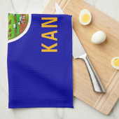 米国カンザス州旗の付いたキッチンタオル キッチンタオル (四つ折り)