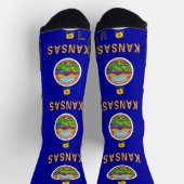 米国カンザス州旗を持つアスレティッククルー靴下 ソックス (上部)