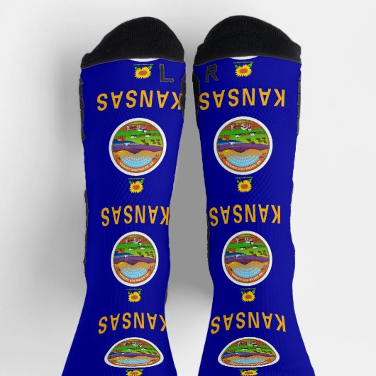 米国カンザス州旗を持つアスレティッククルー靴下 ソックス (上部)