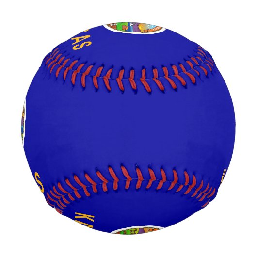 米国カンザス州旗を持つ愛国野球 野球ボール (正面)