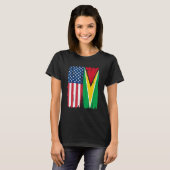 米国ガイアナ半米国旗のルーツ Tシャツ (正面フル)