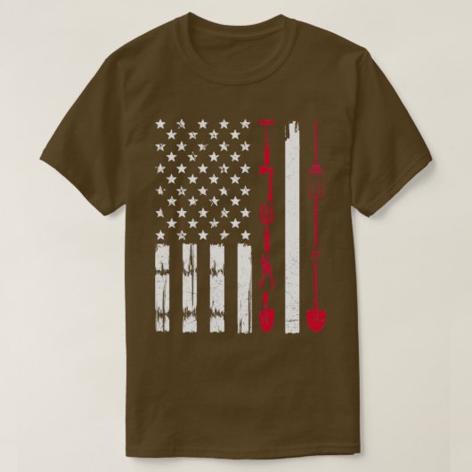 米国ガーデニング国旗誇りを持ったアメリカの庭師パトリオ Tシャツ (デザイン正面)