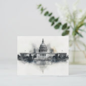 米国キャピトルワシントンDCポストカードブラックとホワイト シーズンポストカード (スタンド正面)