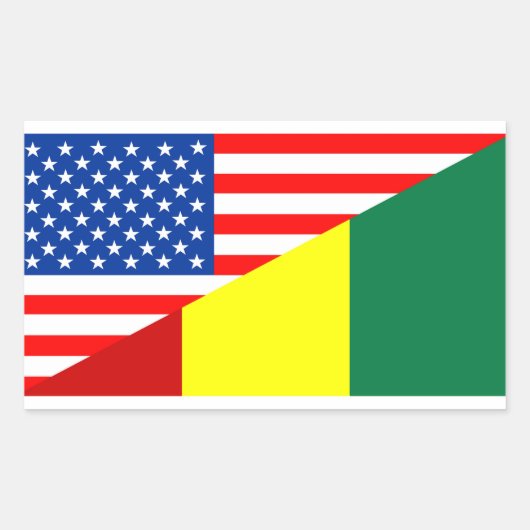 米国ギニア国半旗アメリカのシンボル 長方形シール (正面)