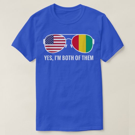 米国ギニア国旗のサングラスギニアアメリカ人 Tシャツ (デザイン正面)