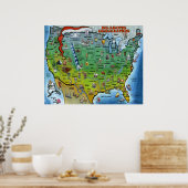 米国クリスマス地図ポスター ポスター (キッチン)