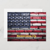 米国クール国旗と引用文 ポストカード (正面/裏面)