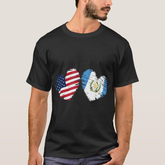 米国グアテマラ国旗ハートバレンティーンズデイグアテマラ Tシャツ (正面)
